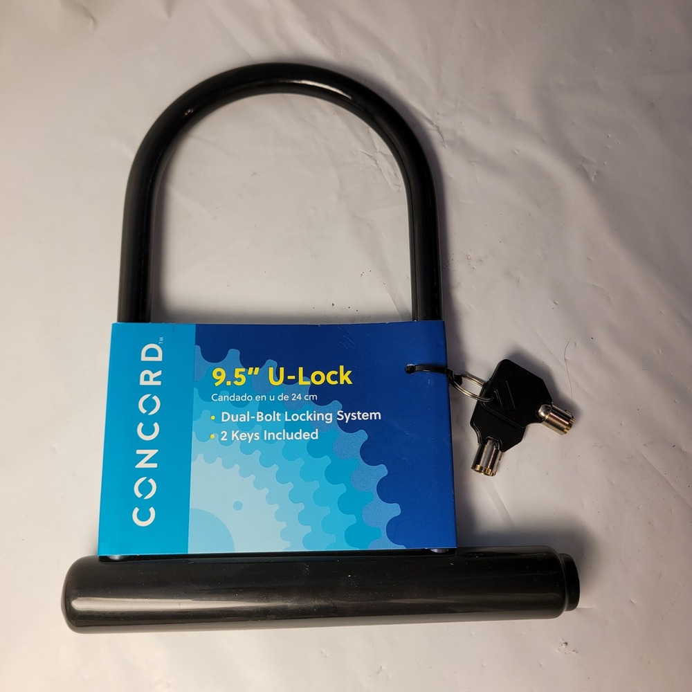 Concord U-Lock 9.5 Inch Dual-Bolt‎ Bicycle Lock with 2 Keys Black 24041